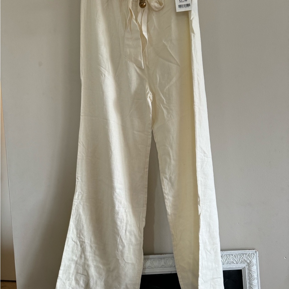Marshalls Cream Tie-Waist Pants